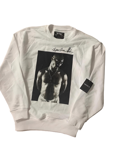  Sweater White Crewneck Long Sleeve Fleece Pullover Rap 90s 