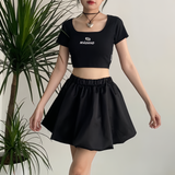  Áo Thun Croptop Cổ Chữ U - MM Era Croptop With U-Neck - Màu Đen 