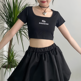  Áo Thun Croptop Cổ Chữ U - MM Era Croptop With U-Neck - Màu Đen 