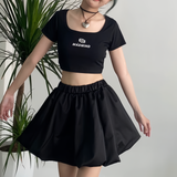  Áo Thun Croptop Cổ Chữ U - MM Era Croptop With U-Neck - Màu Đen 