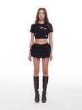  Áo Thun Nữ In Nổi Họa Tiết Đính Nơ Bonnie Croptop MADMIND - Màu Đen 