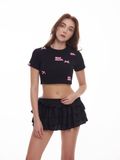  Áo Thun Nữ In Nổi Họa Tiết Đính Nơ Bonnie Croptop MADMIND - Màu Đen 
