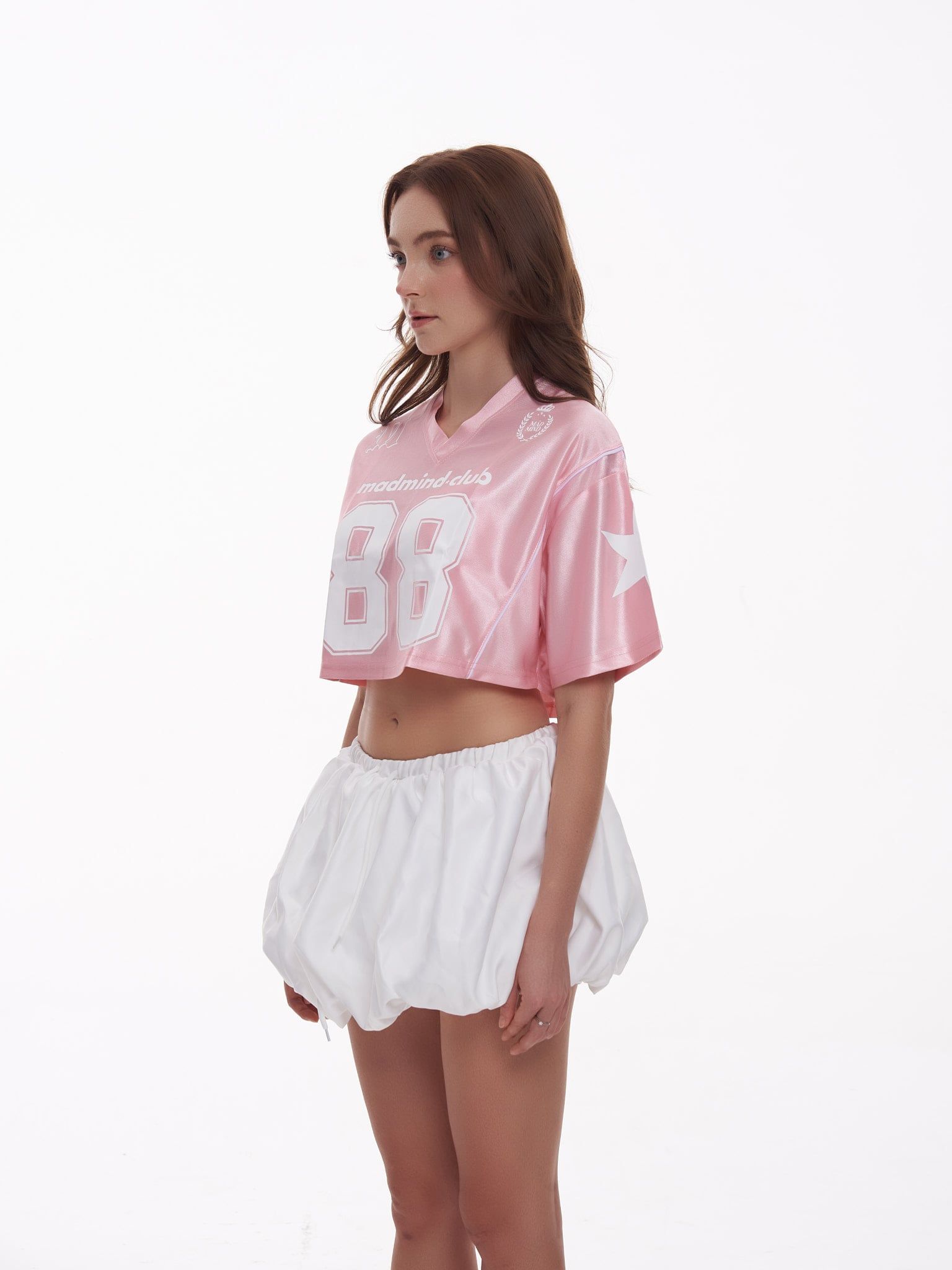  Áo Thun CropTop Jersey 88 MadMind - Màu Hồng 