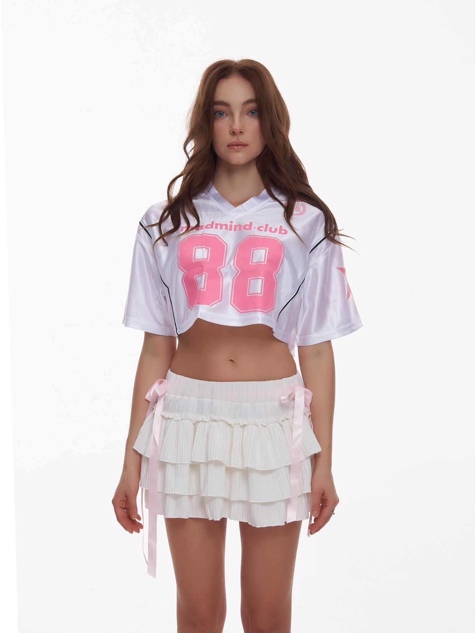  Áo Thun CropTop Jersey 88 MadMind - Màu Trắng 