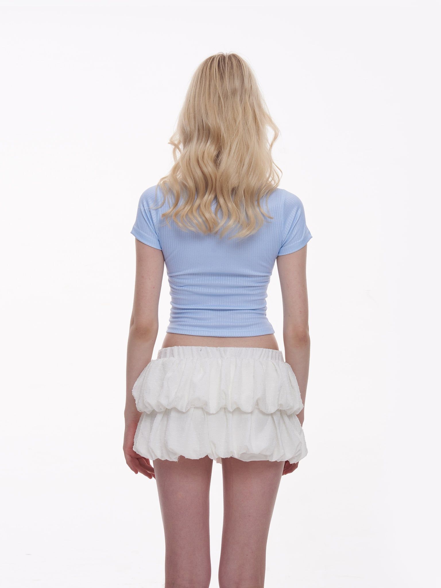  Áo Thun Nữ Form Ôm Body Họa Tiết Phối Ren Rora MADMIND - Màu Xanh Dương 