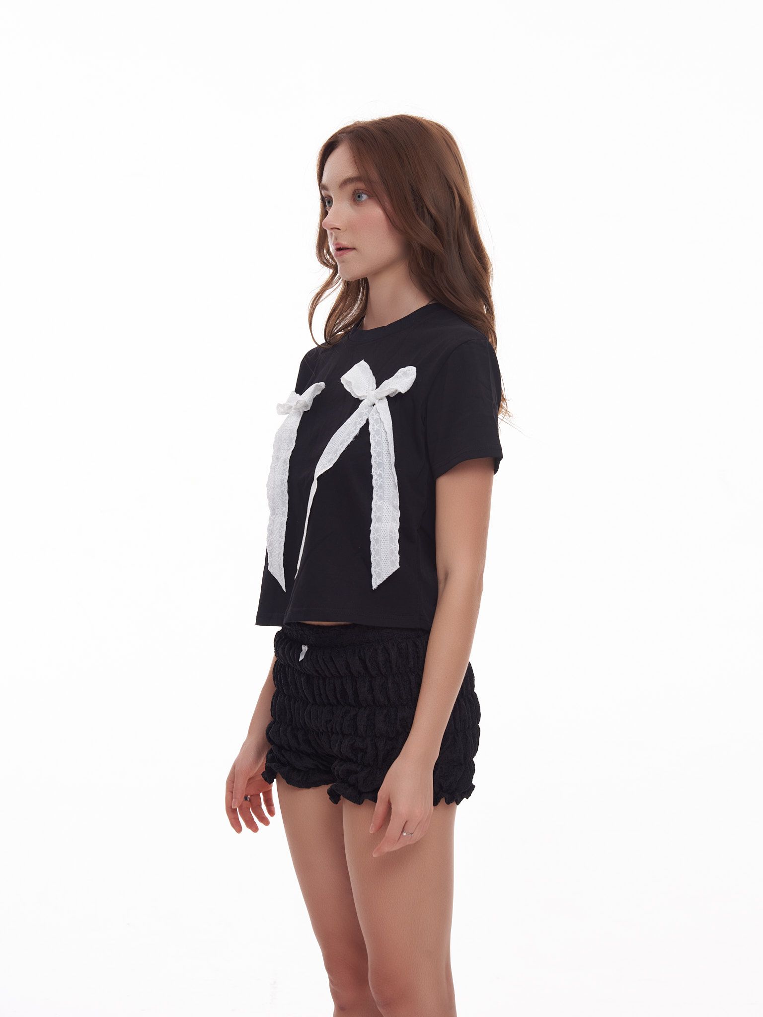  Quần Ngắn Nhún Thun Phối Nơ Hearty Short MADMIND - Màu Đen 