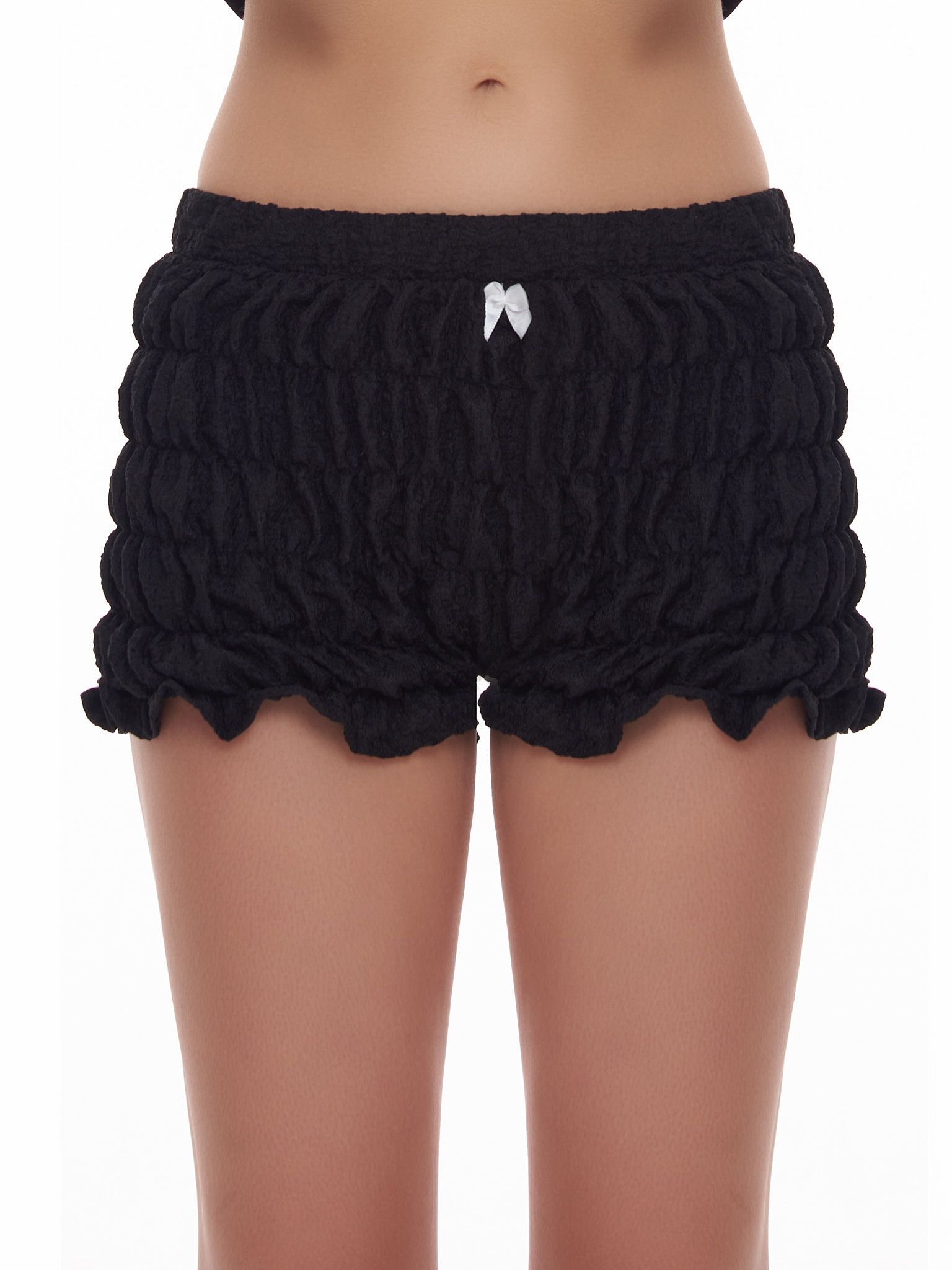  Quần Ngắn Nhún Thun Phối Nơ Hearty Short MADMIND - Màu Đen 