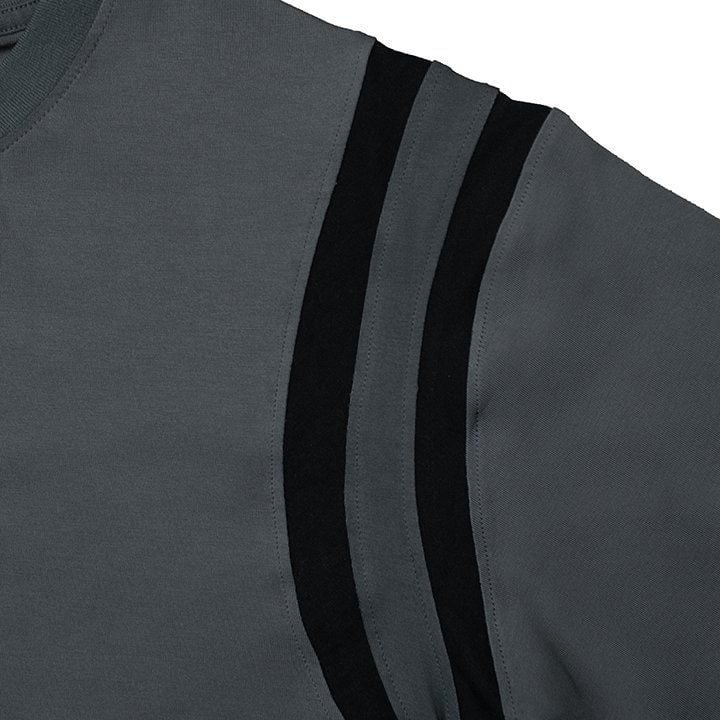  Áo Thun Ngắn Tay In Logo Phối Viền Tay Unisex Curve Tshirt Madmind 100% Premium Cotton - Màu Xám 