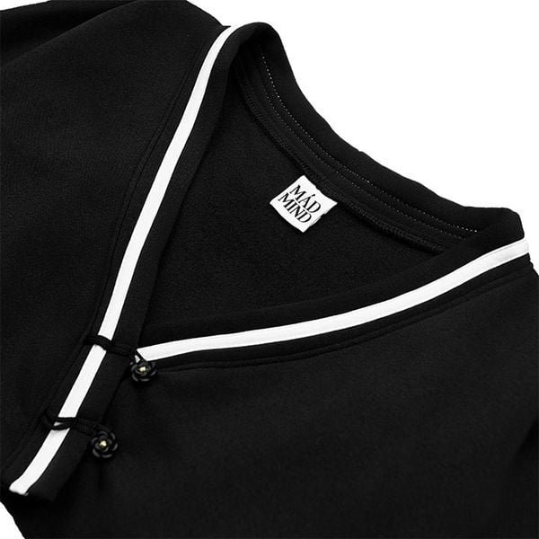  Áo Khoác Ngắn Nỉ Bông Tay Dài Petite Cropped Cardigan Madmind - Màu Đen 