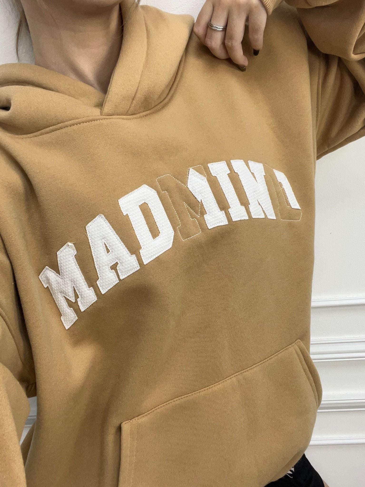 Áo Hoodie Tay Dài Thêu Chữ, Nỉ Bông Ripped Logo Hoodie - Màu Cacao 