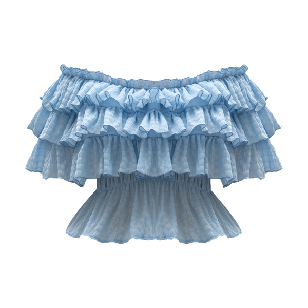  [ MẶC 4 KIỂU ] Áo Nữ Trễ Vai PUDDING MADMIND - Màu Xanh Biển 