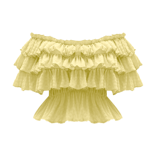  [ MẶC 4 KIỂU ] Áo Nữ Trễ Vai PUDDING MADMIND - Màu Vàng Nhạt 