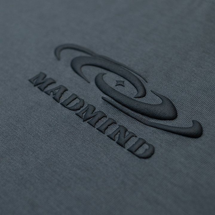  Áo Thun Ngắn Tay In Logo Phối Viền Tay Unisex Curve Tshirt Madmind 100% Premium Cotton - Màu Xám 