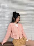 Áo Croptop Len Tay Dài Cropped Wool Jacket - Màu Hồng 
