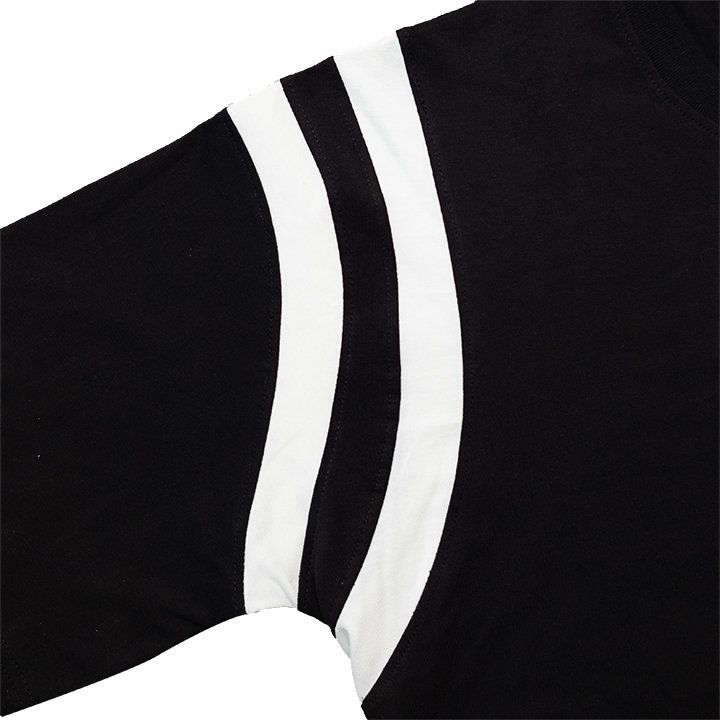  Áo Thun Ngắn Tay In Logo Phối Viền Tay Unisex Curve Tshirt Madmind 100% Premium Cotton - Màu Đen 