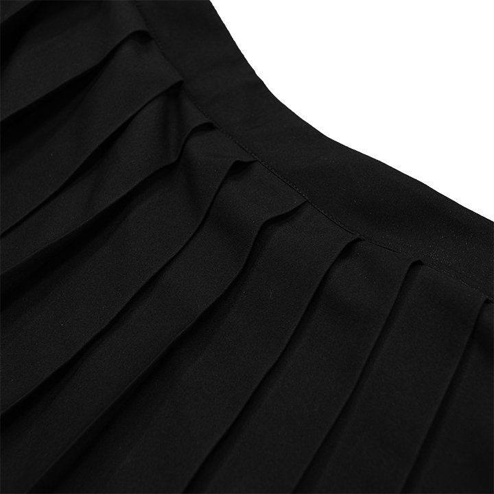  Chân Váy Kaki Xếp Ly Pleated Mini Skirt Cao Cấp  - Màu Đen 