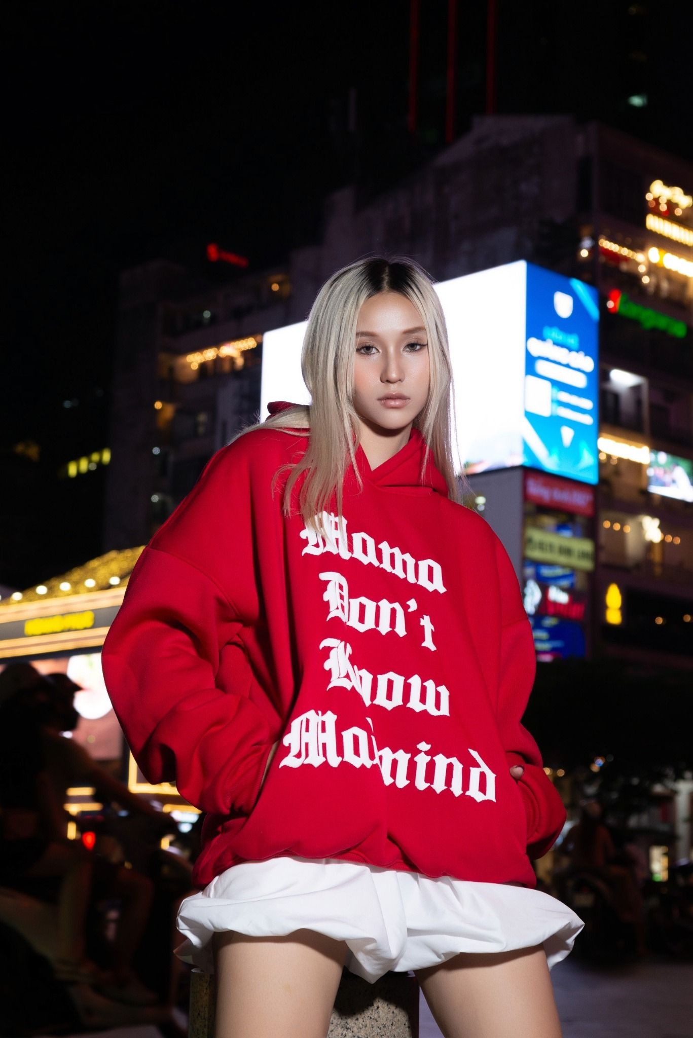  Áo Hoodie Tay Dài In Nổi, Nỉ Bông Mama Hoodie - Màu Đỏ 