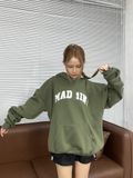  Áo Hoodie Tay Dài Thêu Chữ, Nỉ Bông Ripped Logo Hoodie - Màu Rêu 