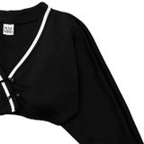  Áo Khoác Ngắn Nỉ Bông Tay Dài Petite Cropped Cardigan Madmind - Màu Đen 