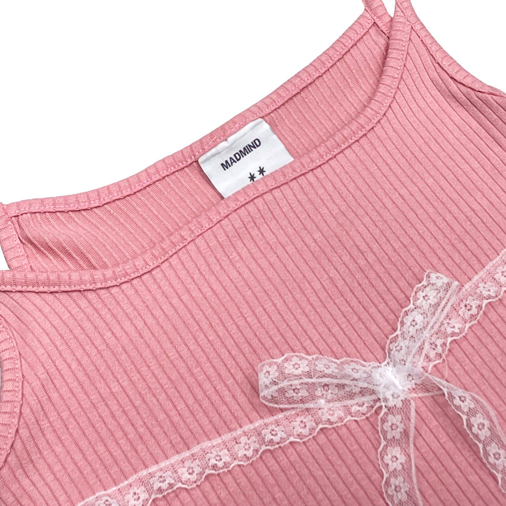  Áo Hai Dây Nữ Đính Nơ Bowie Top MADMIND - Màu Hồng 