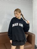  Áo Hoodie Tay Dài Thêu Chữ, Nỉ Bông Ripped Logo Hoodie - Màu Đen 