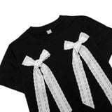  Áo Thun Form Baby Phối Nơ Double Cute Madmind - Màu Đen 