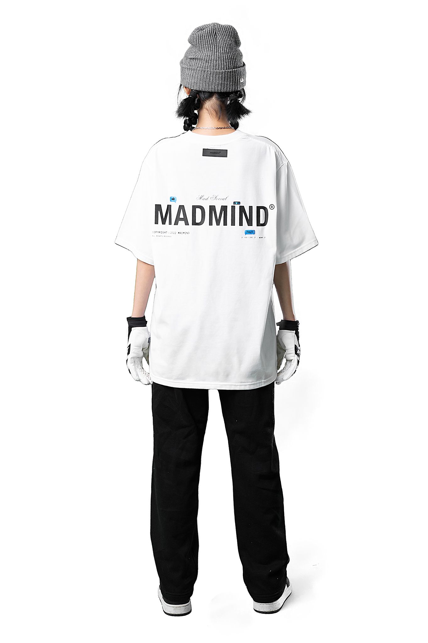  Áo Thun Essential Madmind Màu Trắng, In Cao, Logo Lấp Lánh 