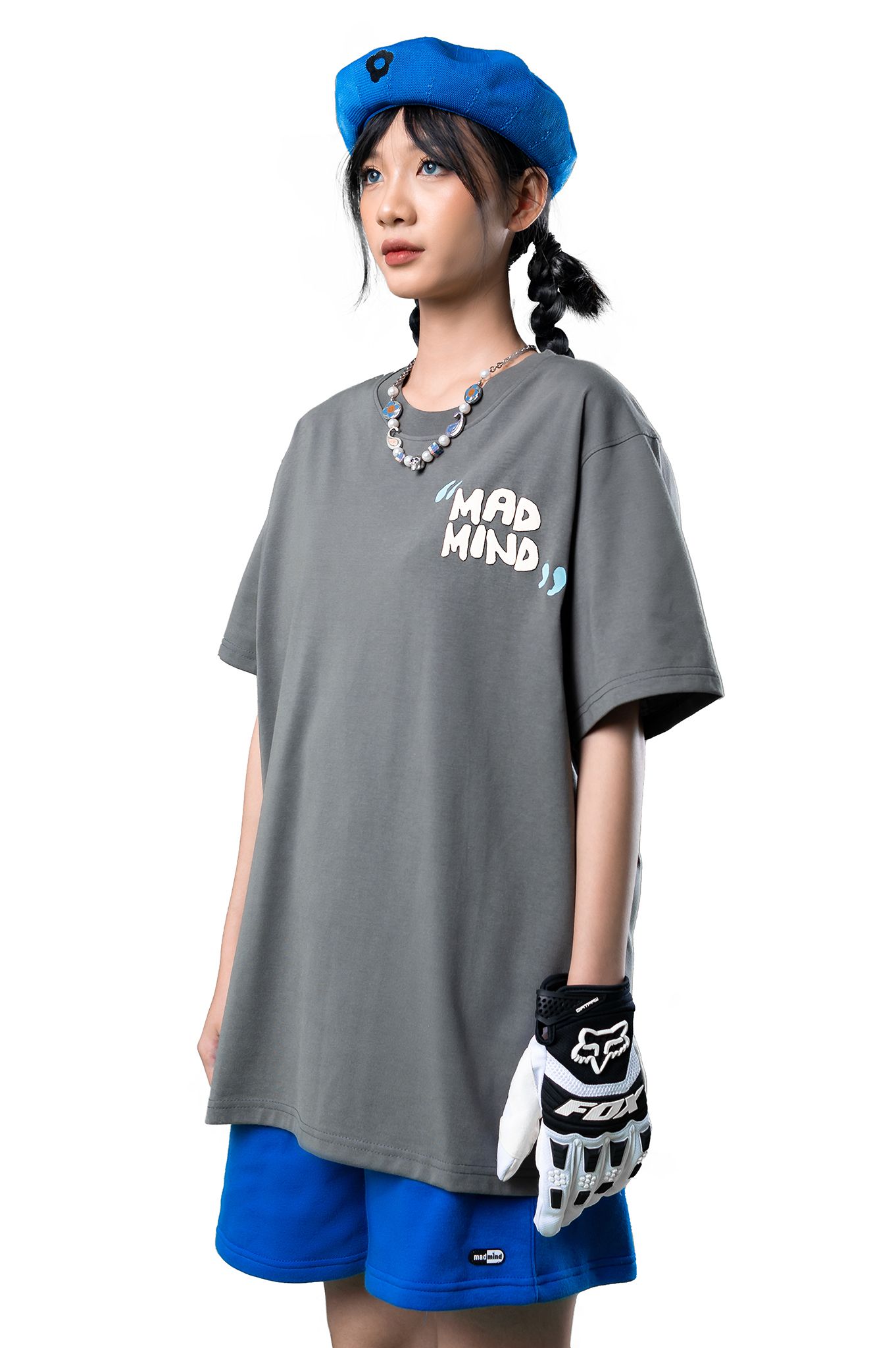  Quần Ngắn Premium Logo Madmind Nỉ Bông Màu Xanh Dương 