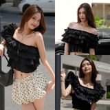  [ MẶC 4 KIỂU ] Áo Nữ Trễ Vai PUDDING MADMIND - Màu Đen 