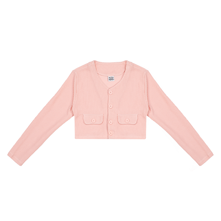  Áo Croptop Len Tay Dài Cropped Wool Jacket - Màu Hồng 