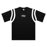  Áo Thun Ngắn Tay In Logo Phối Viền Tay Unisex Curve Tshirt Madmind 100% Premium Cotton - Màu Đen 