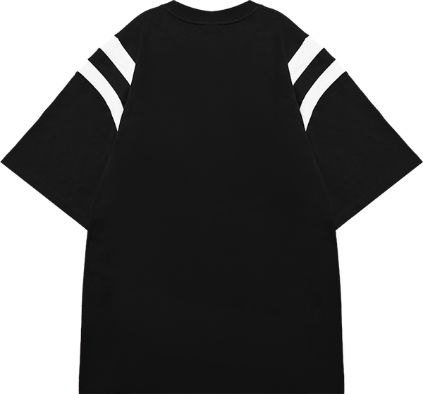  Áo Thun Ngắn Tay In Logo Phối Viền Tay Unisex Curve Tshirt Madmind 100% Premium Cotton - Màu Đen 