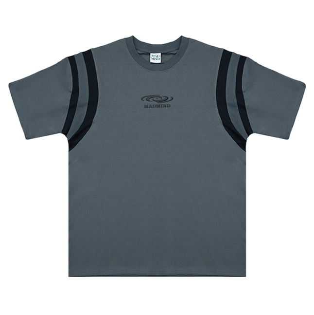  Áo Thun Ngắn Tay In Logo Phối Viền Tay Unisex Curve Tshirt Madmind 100% Premium Cotton - Màu Xám 