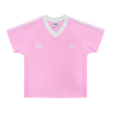  Áo Thun Cổ Tim Phối 2 Sọc Form Baby Centre Madmind With V-Neck - Vải Waffle Màu Hồng 