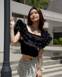  [ MẶC 4 KIỂU ] Áo Nữ Trễ Vai PUDDING MADMIND - Màu Đen 