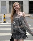  Áo Nữ Lưới Trễ Vai CHIC MADMIND - Màu Xám 