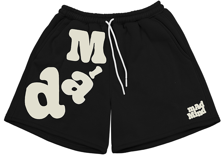  Quần Ngắn Bubblegum In Nổi Madmind -  Màu Đen 