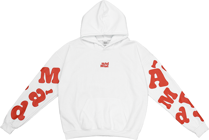  Áo Hoodie Tay Dài Bubblegum In Nổi Madmind -  Màu Trắng 