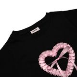  Áo Thun Nữ Form Body Họa Tiết Nơ Ruy Băng Hearty Top MADMIND - Màu Đen 