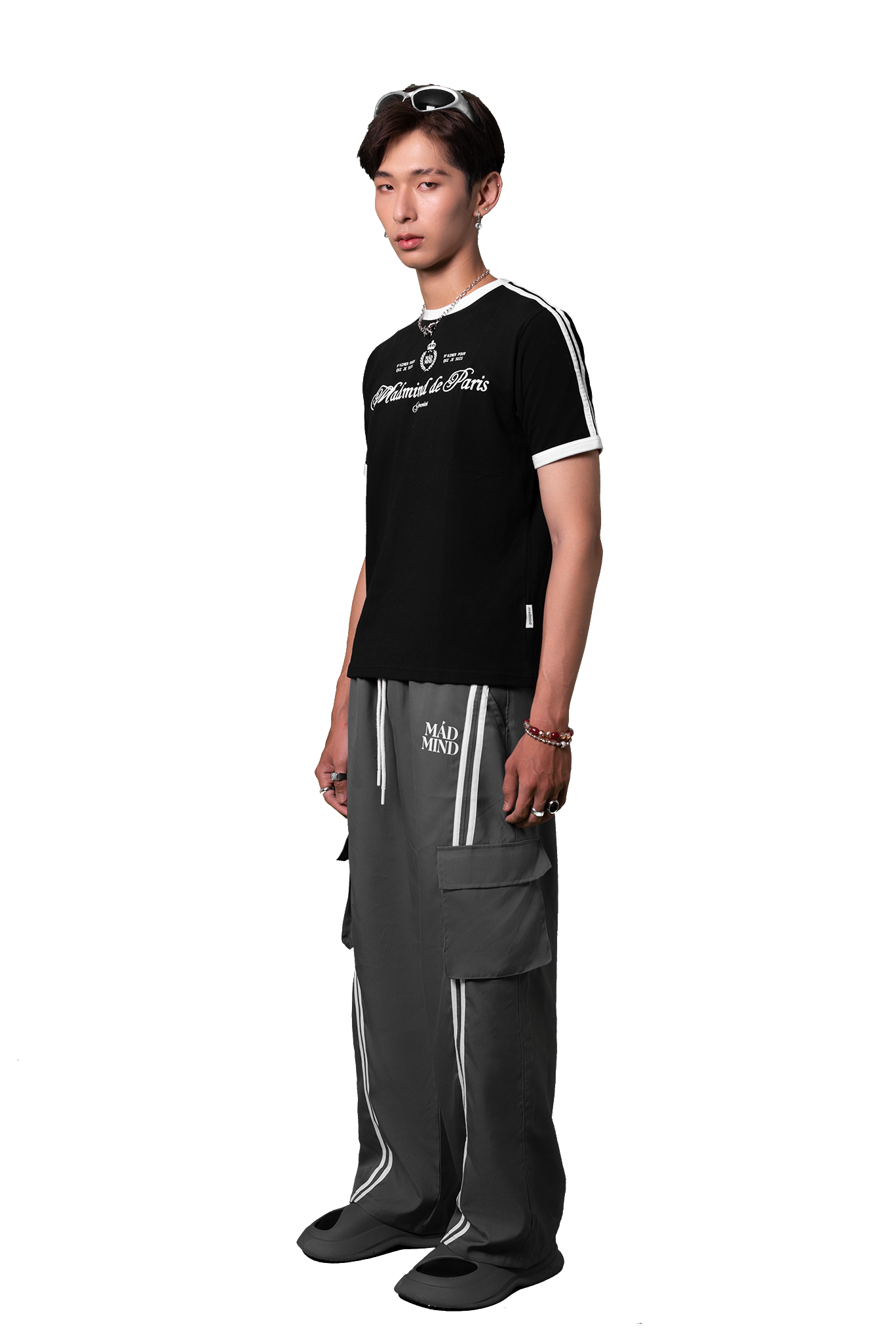  Quần Dài Phối 2 Sọc Túi Hộp 2 Stripe Pocket Pants Màu Xám Đậm 