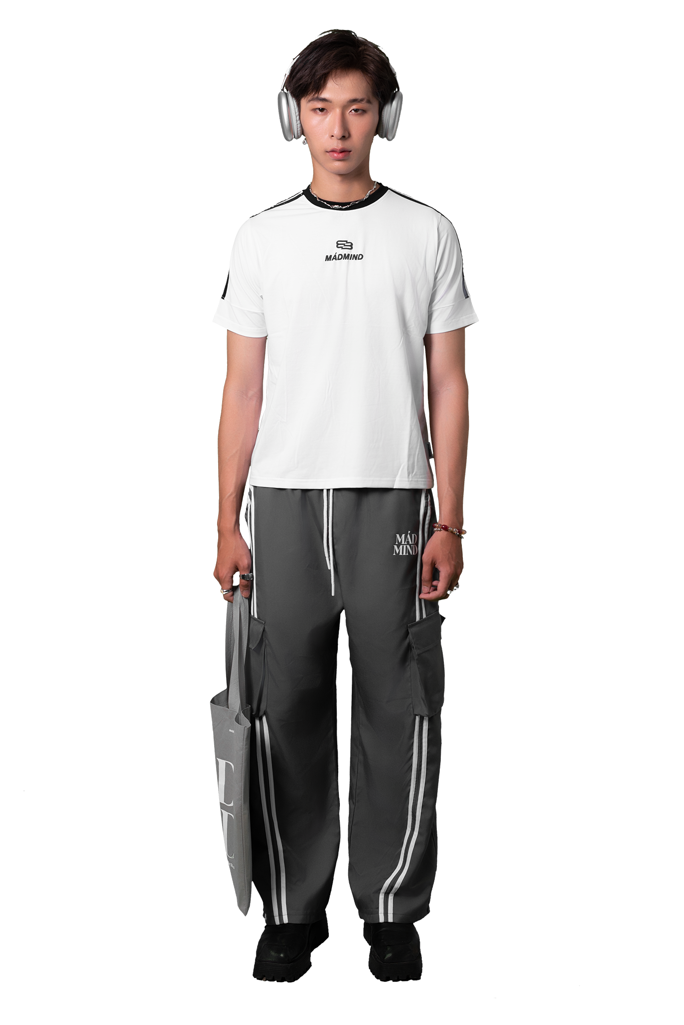  Áo Thun Form Boxy MM Era Madmind - Phối 2 Sọc Tay Ngắn, Premium Cotton Màu Trắng 