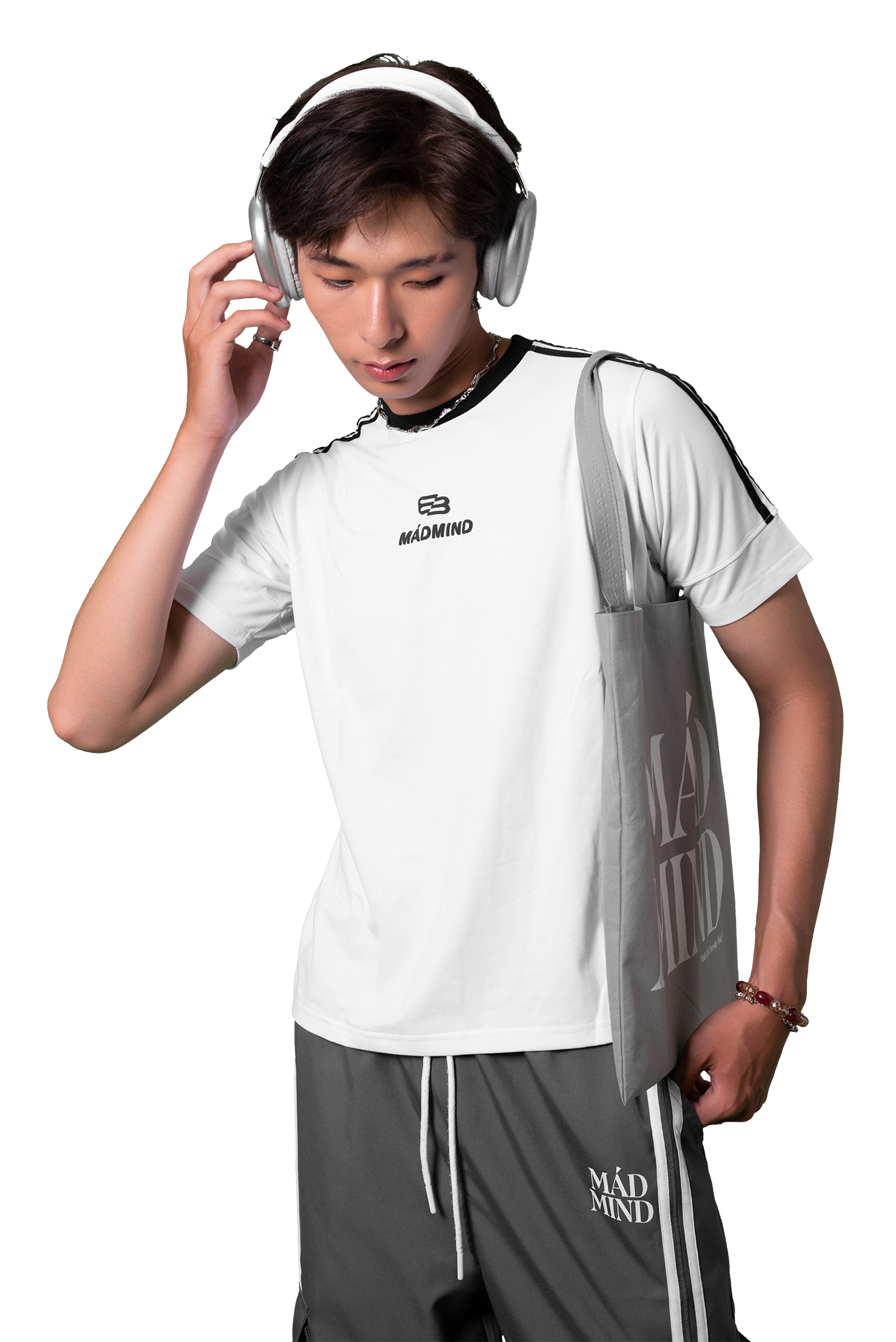  Áo Thun Form Boxy MM Era Madmind - Phối 2 Sọc Tay Ngắn, Premium Cotton Màu Trắng 