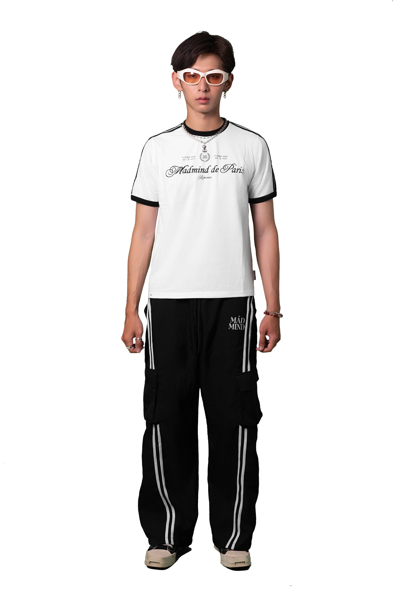  Áo Thun Form BOXY Paris De Madmind - Tay Ngắn Premium Cotton Màu Trắng 