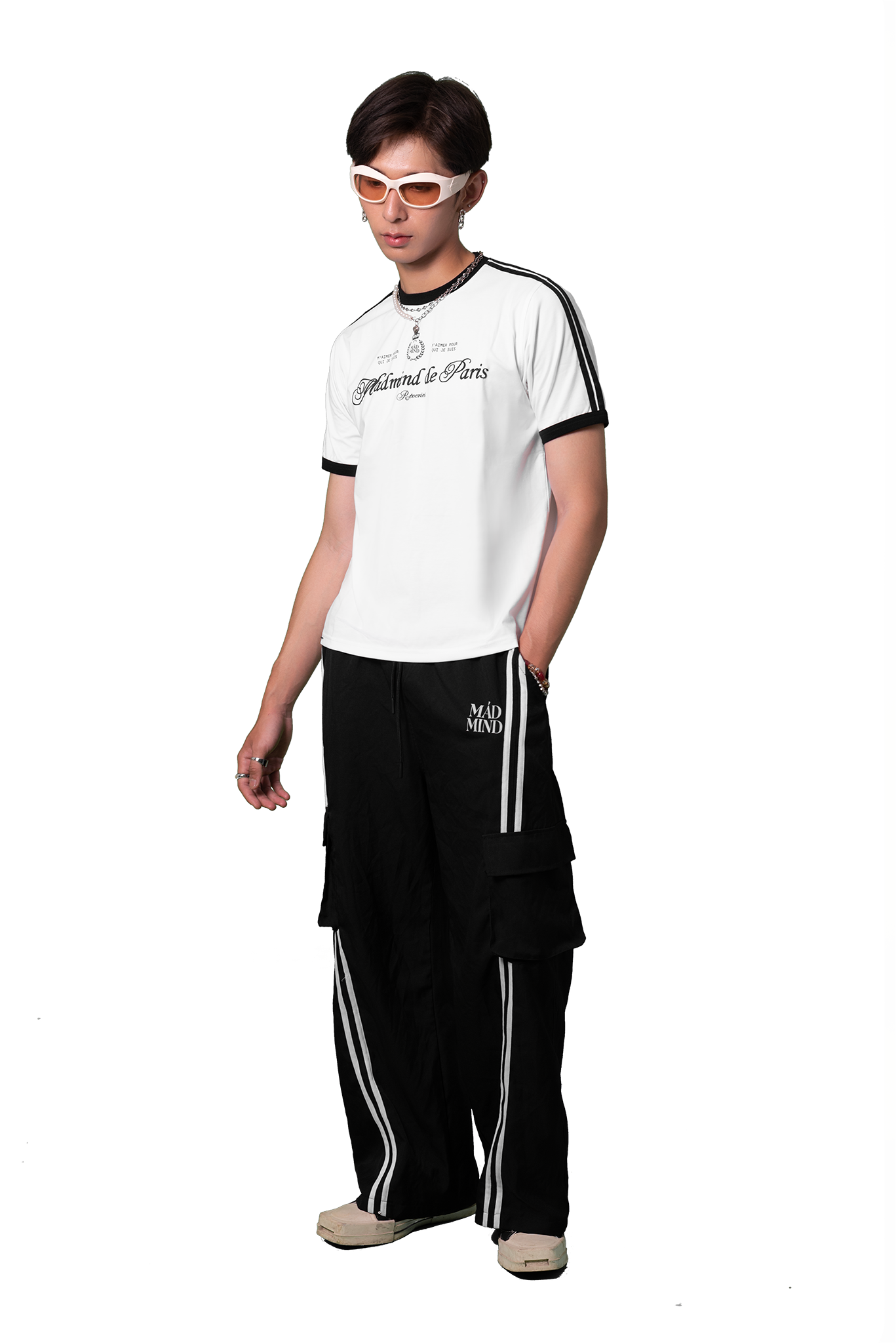  Áo Thun Form BOXY Paris De Madmind - Tay Ngắn Premium Cotton Màu Trắng 