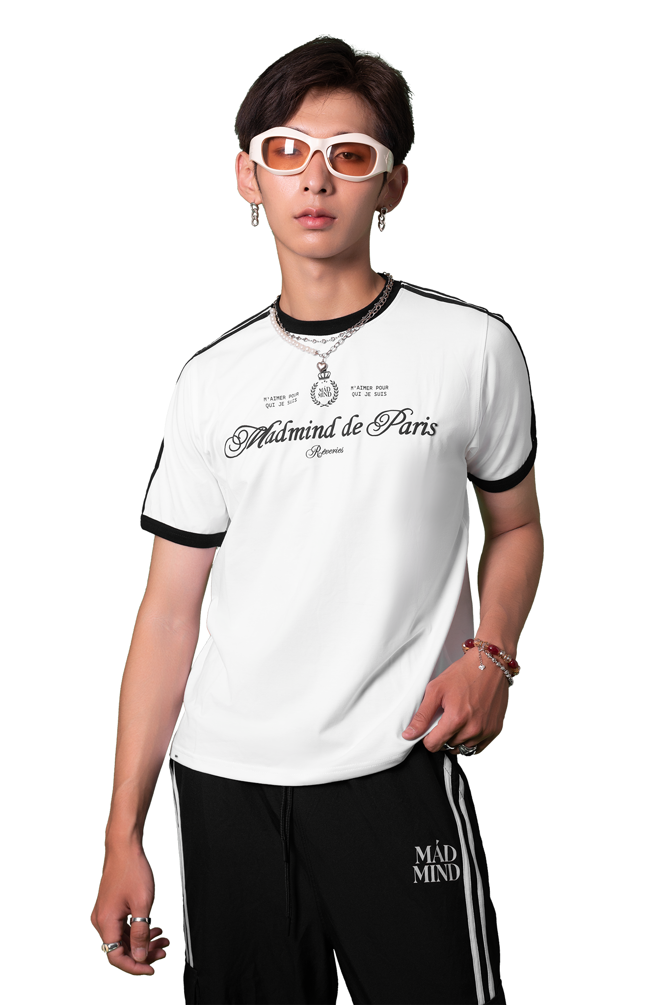  Áo Thun Form BOXY Paris De Madmind - Tay Ngắn Premium Cotton Màu Trắng 