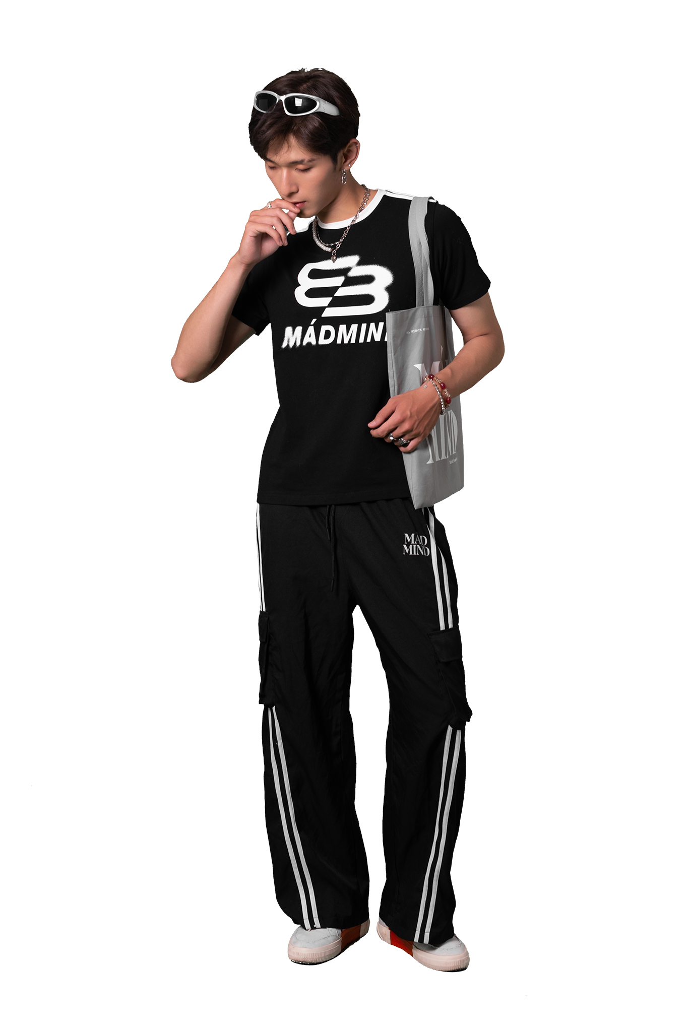  Áo Thun Form Boxy MM Motion Madmind - Phối 2 Sọc Tay Ngắn, Premium Cotton Màu Đen 