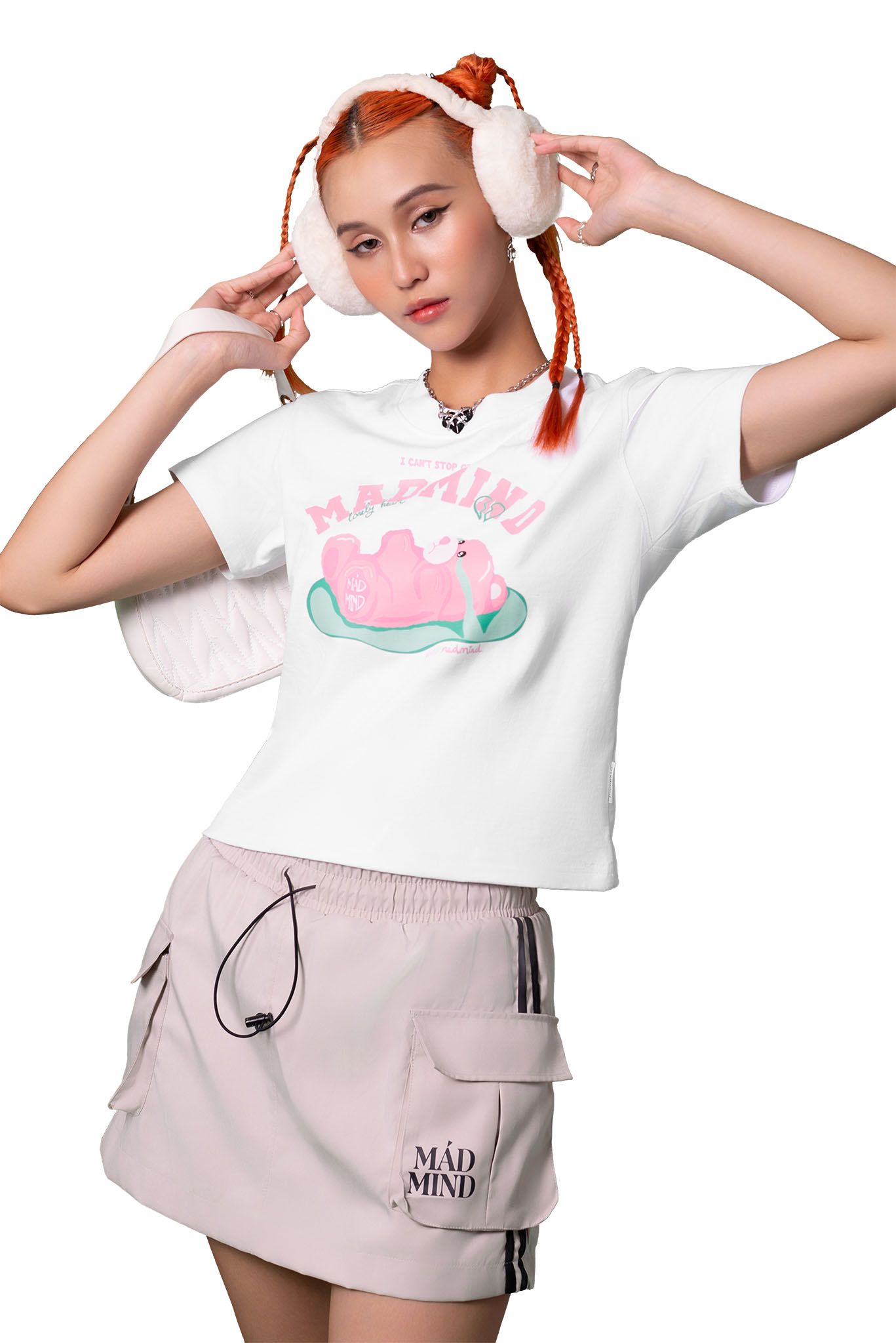  Áo Thun Form Baby Cry Pinkii Madmind - Premium 100% Cotton 2 Chiều Màu Trắng 