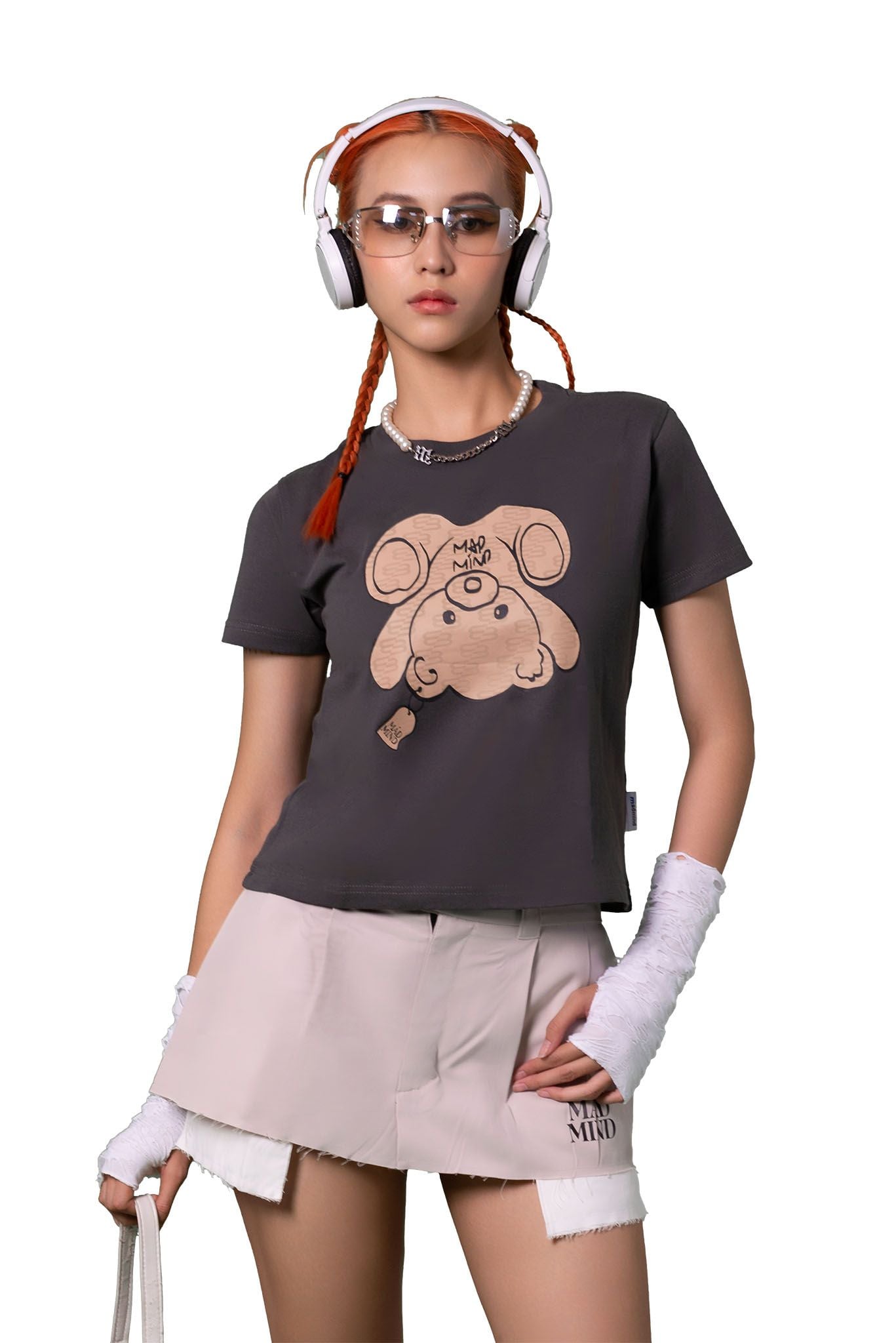  Áo Thun Form Baby Fallen Brownii Madmind - Premium 100% Cotton 2 Chiều Màu Xám 