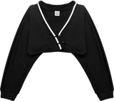  Áo Khoác Ngắn Nỉ Bông Tay Dài Petite Cropped Cardigan Madmind - Màu Đen 