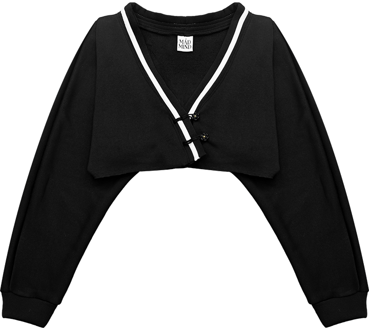  Áo Khoác Ngắn Nỉ Bông Tay Dài Petite Cropped Cardigan Madmind - Màu Đen 